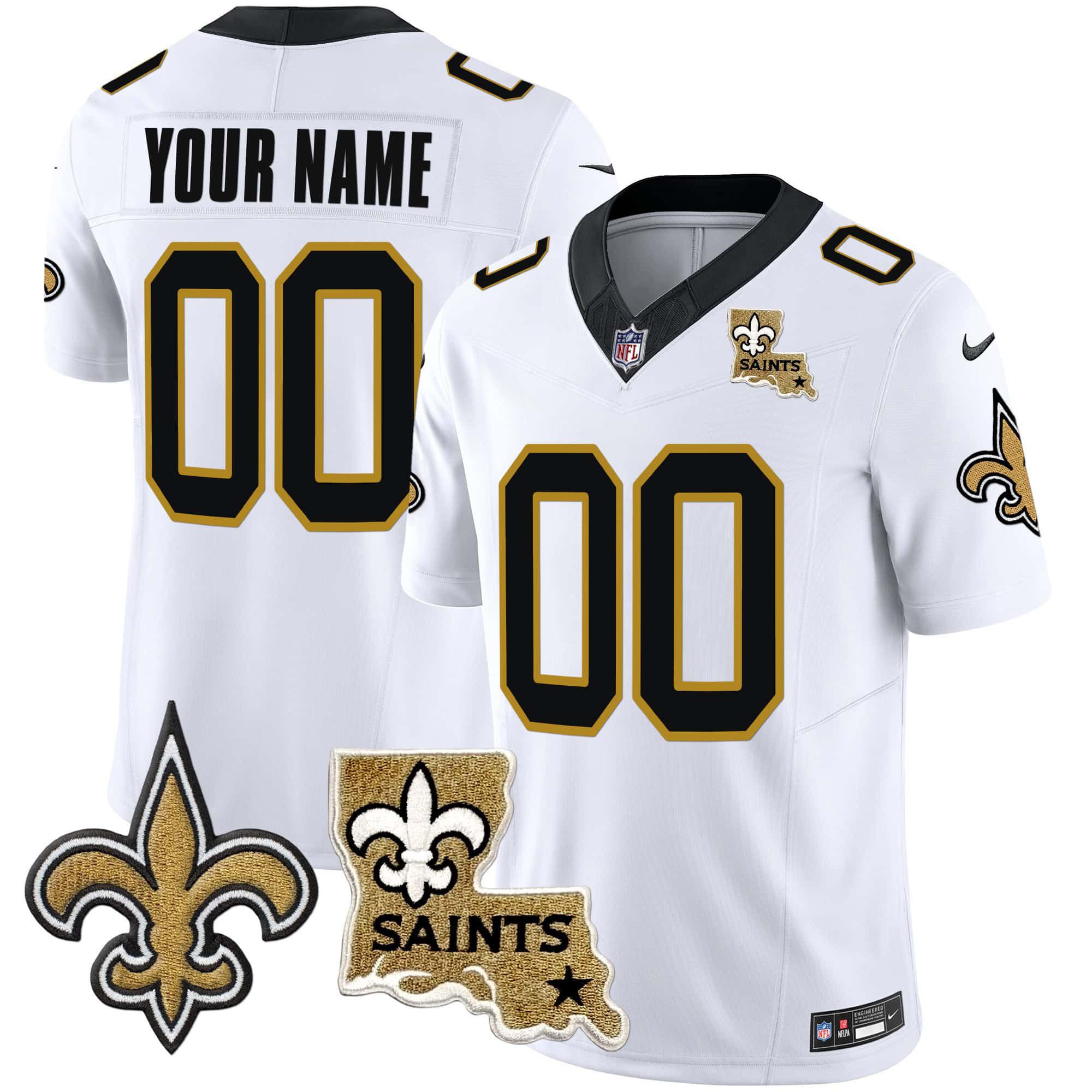 Men New Orleans Saints White 2024 Nike 1987 Legacy Vapor Custom Jersey V2
